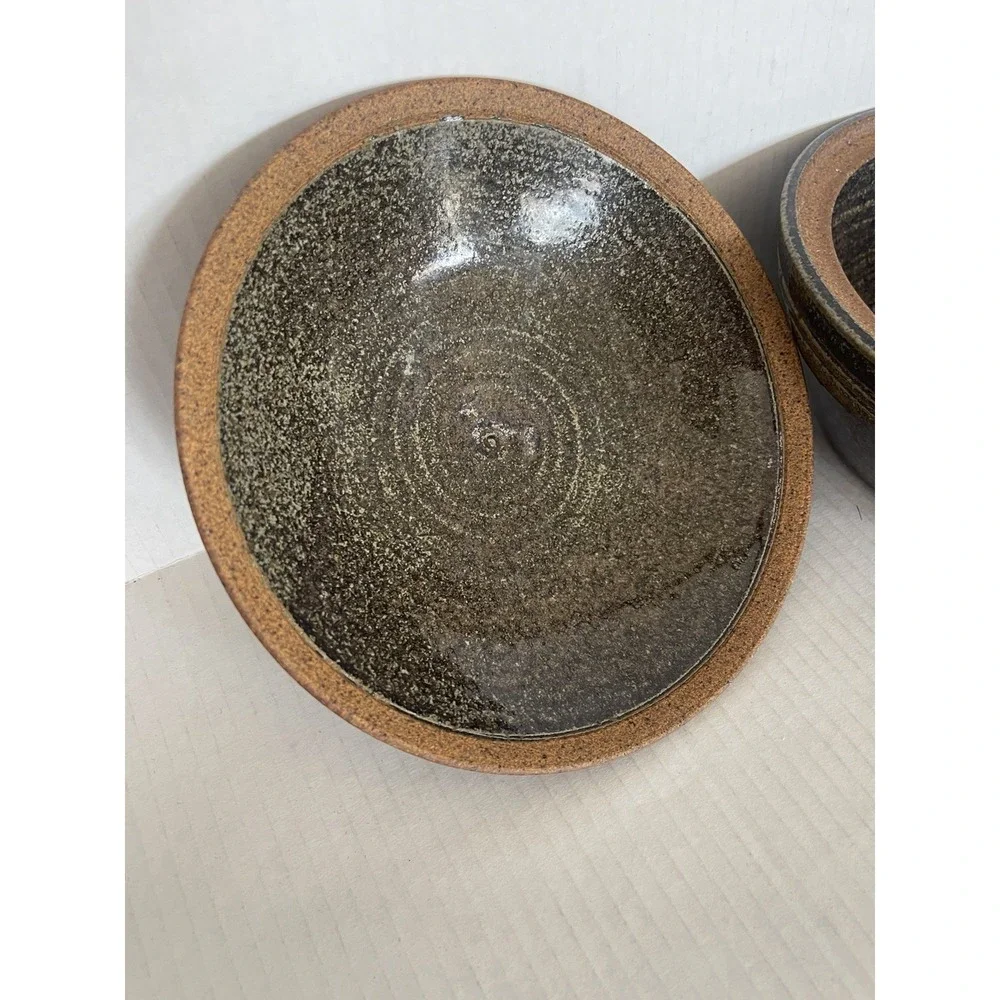 Vintage Signed Studio Pottery Covered Stoneware Serving Bowl with Lid 8